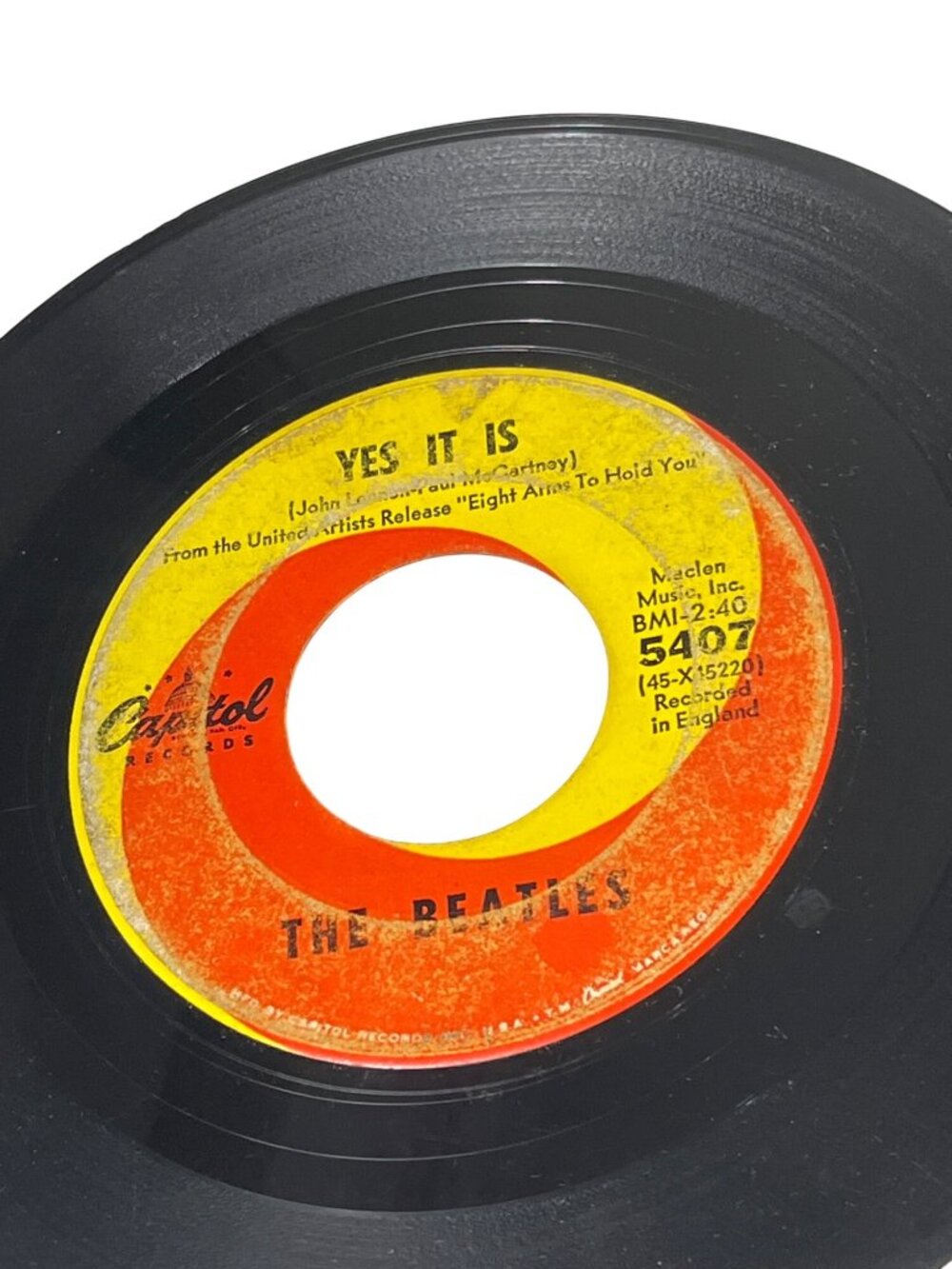The Beatles 45 RPM Vinyl Record Ticket To Ride / Yes It Is Capitol Records R20 - Picture 4 of 4